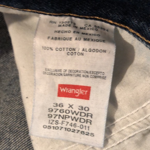 Wrangler Dark Blue 100% Jeans - 36/30 - Picture 2 of 3